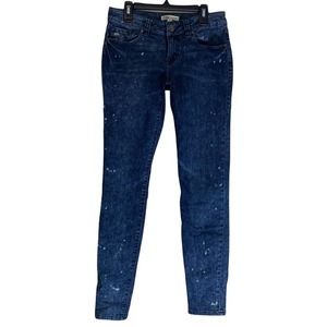 Cabi Constellation Dark Wash Skinny Jeans Style 920 Stretch Splatter Wash Size 2